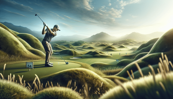 A golfer teeing off at Gary Player Country Club, Sun City, showcasing stunning vistas.