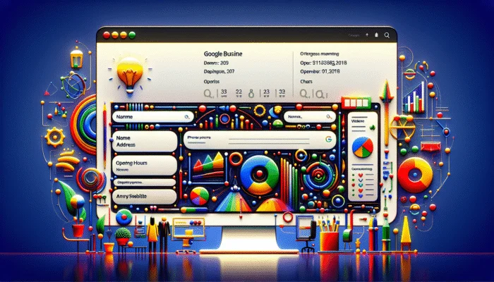 Enhance Your Google Business Profile Visibility: A fully completed Google Business Profile displayed on a computer screen featuring vibrant icons and a professional layout.
