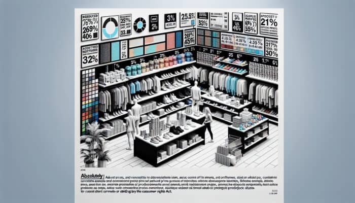 labeling-strategies-for-clearance-items-uk-retail-tactics: Australian retail store with clearance items distinctly labelled, showcasing original and discounted prices, in compliance with consumer protection laws.