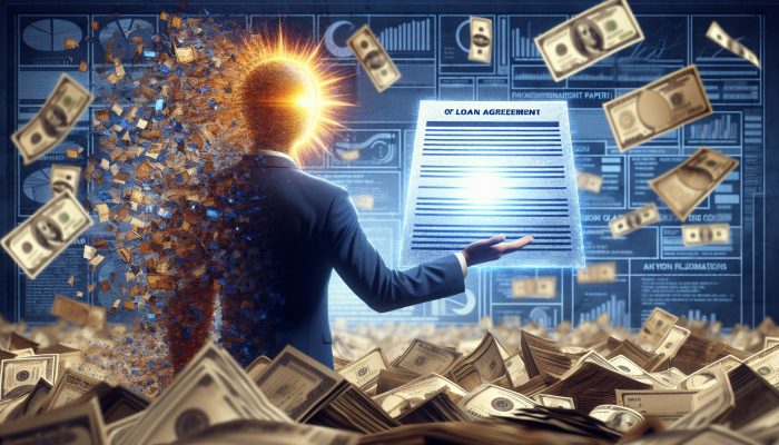 How a Consolidation Loan Helped During a Crisis: UK Relief | DCL Person triumphantly holding a glowing loan document, symbolising debt consolidation, with fading old bills in the background.