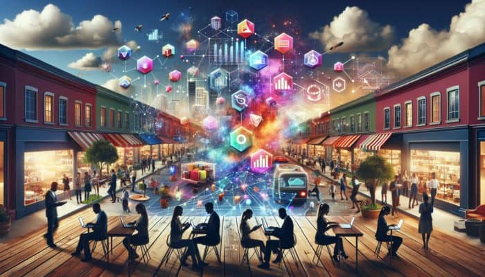 E-commerce Development in Bampton: A vibrant digital marketplace where local entrepreneurs leverage technology to connect globally, illustrating the advantages of e-commerce.