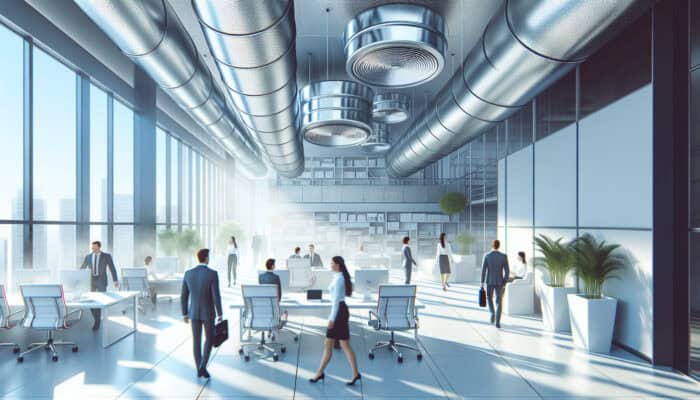 Commercial Duct Cleaning Services in West Vancouver: Modern office with clean air ducts, ensuring healthy employees and customers in an allergen-free environment.