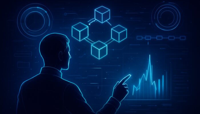 Futuristic analyst examines holographic blockchain charts to identify gas fee spikes in neon cyber environments
