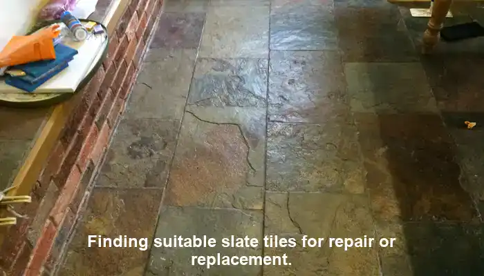 Mixed slate tiles showing colour variation that can affect replacement matching